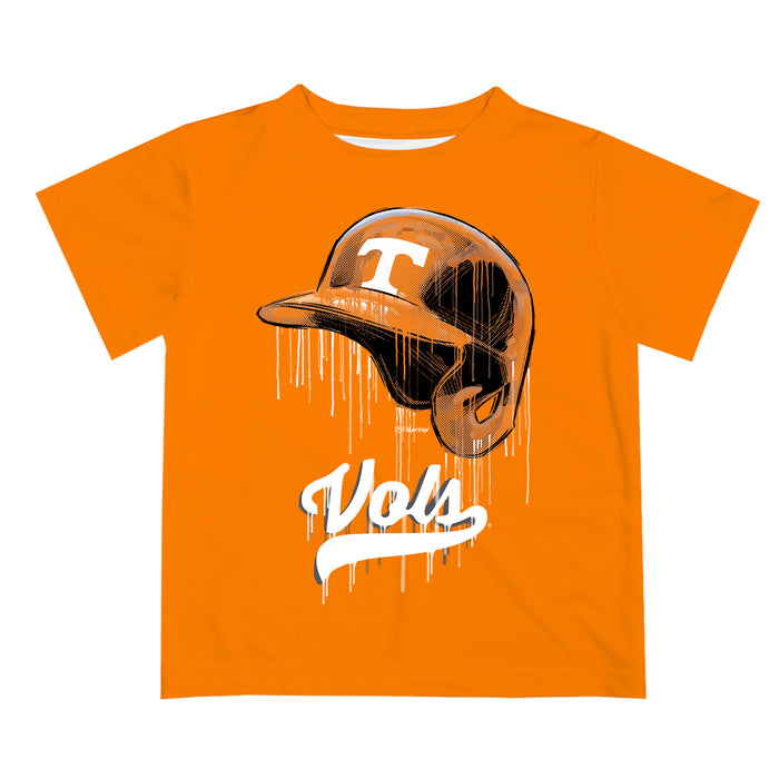 Tennessee Vols Original Dripping Baseball Helmet Orange T-Shirt by Vive La Fete