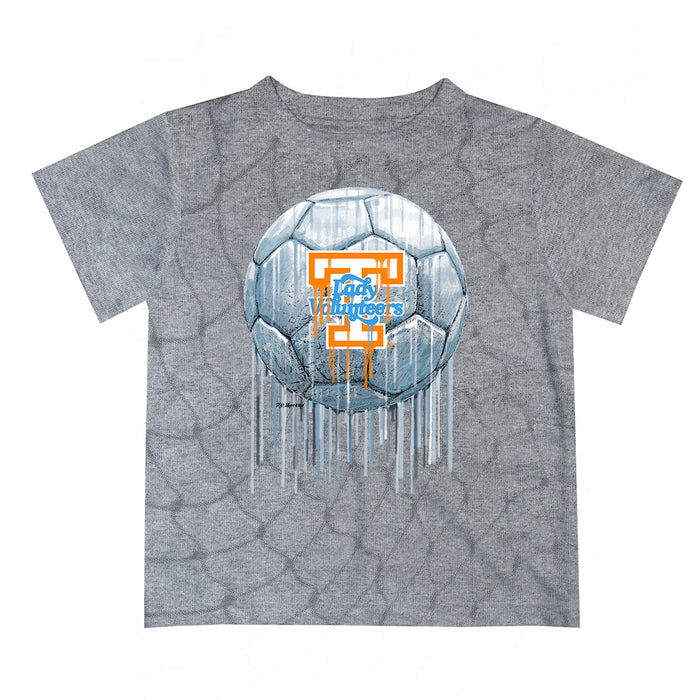 Tennessee Vols Original Dripping Soccer Heather Gray T-Shirt by Vive La Fete