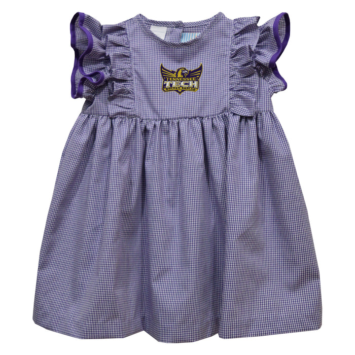 Tennessee Tech Golden Eagles TTU Embroidered Purple Gingham Ruffle Dress