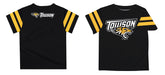 Towson University Tigers Vive La Fete Boys Game Day Black Short Sleeve Tee with Stripes on Sleeves - Vive La Fête - Online Apparel Store