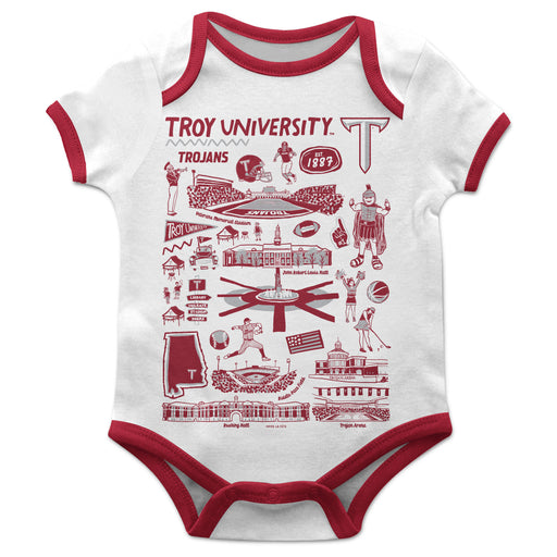 Troy Trojans Hand Sketched Vive La Fete Impressions Artwork Infant White Short Sleeve Onesie Bodysuit