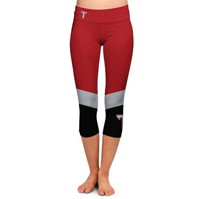 Troy Trojans Vive La Fete Game Day Collegiate Ankle Color Block Girls Red Black Capri Leggings