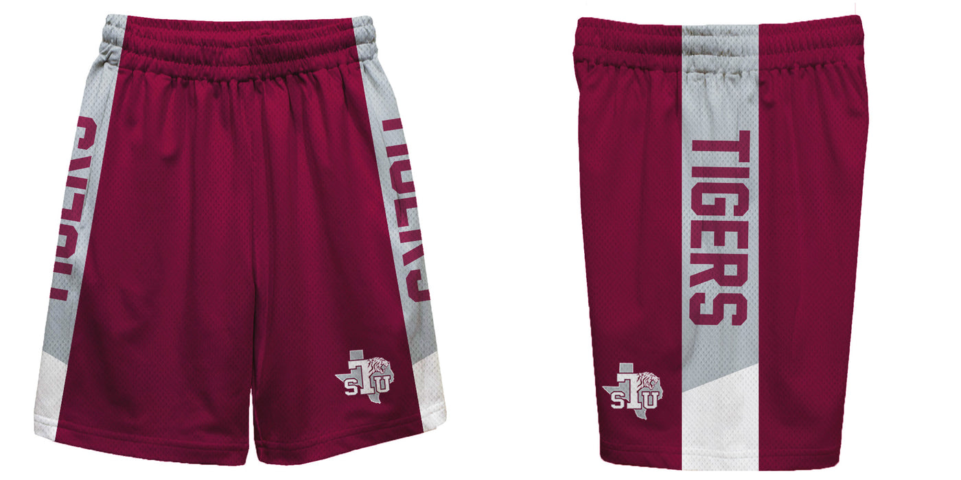 Texas Southern Tigers Vive La Fete Game Day Maroon Stripes Boys Solid Gray Athletic Mesh Short - Vive La Fête - Online Apparel Store