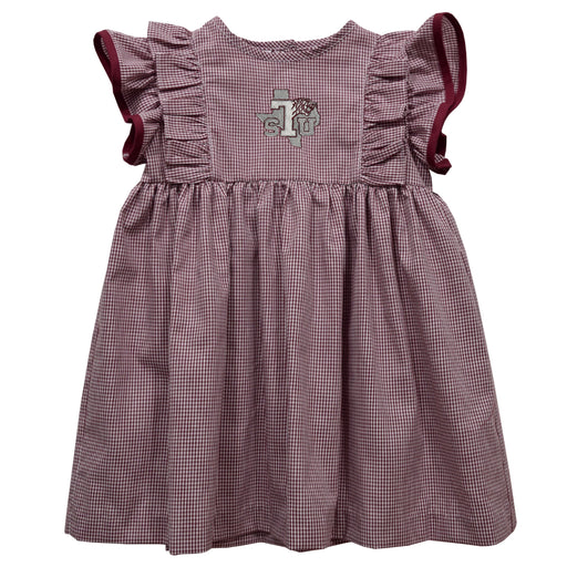 Texas Southern University Tigers Embroidered Maroon Gingham Ruffle Dress