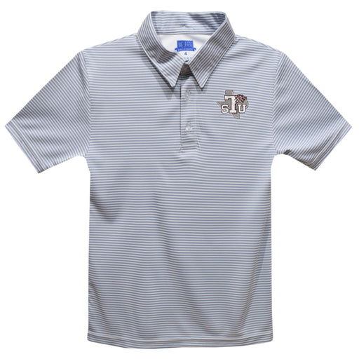 Texas Southern University Tigers Embroidered Gray Stripes Short Sleeve Polo Box Shirt