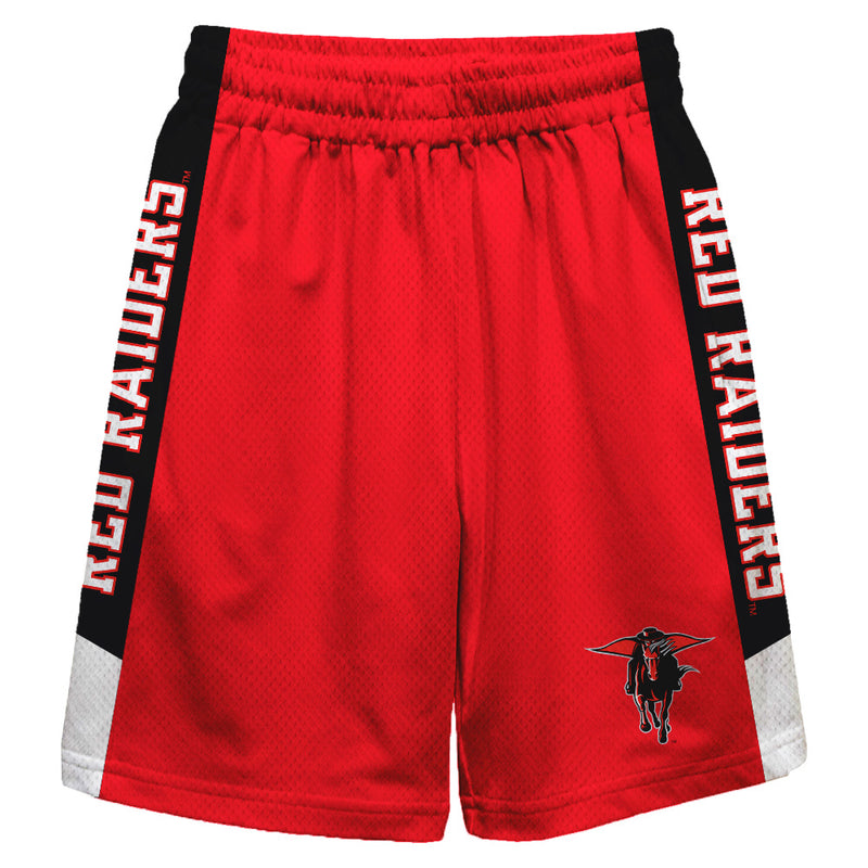 Texas Tech Red Raiders Vive La Fete Game Day Red Stripes Boys Solid Black Athletic Mesh Short