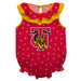 Tuskegee University Golden Tigers Swirls Crimson Sleeveless Ruffle Onesie Logo Bodysuit