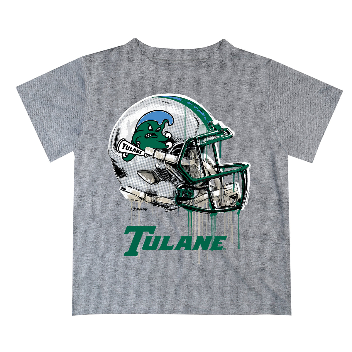 Tulane Green Wave Original Dripping Football Helmet Heather Gray T-Shi ...