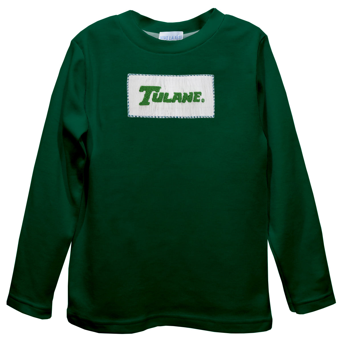 Tulane Green Wave Smocked Hunter Green Knit Long Sleeve Boys Tee