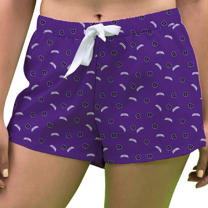 Central Arkansas Bears UCA Vive La Fete Game Day All Over Logo Women Purple Lounge Shorts