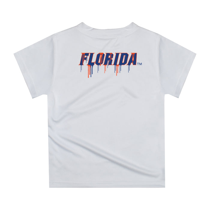 Vive La Fete Collegiate Florida Gators Original Dripping Baseball Helmet Orange T-Shirt by Vive La Fete Orange / 2