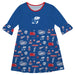 Kansas Jayhawks 3/4 Sleeve Solid Blue Repeat Print Hand Sketched Vive La Fete Impressions Artwork on Skirt