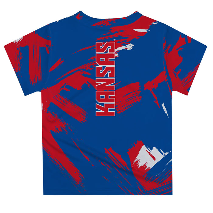 Kansas Jayhawks Vive La Fete Boys Game Day Blue Short Sleeve Tee Paint Brush - Vive La Fête - Online Apparel Store