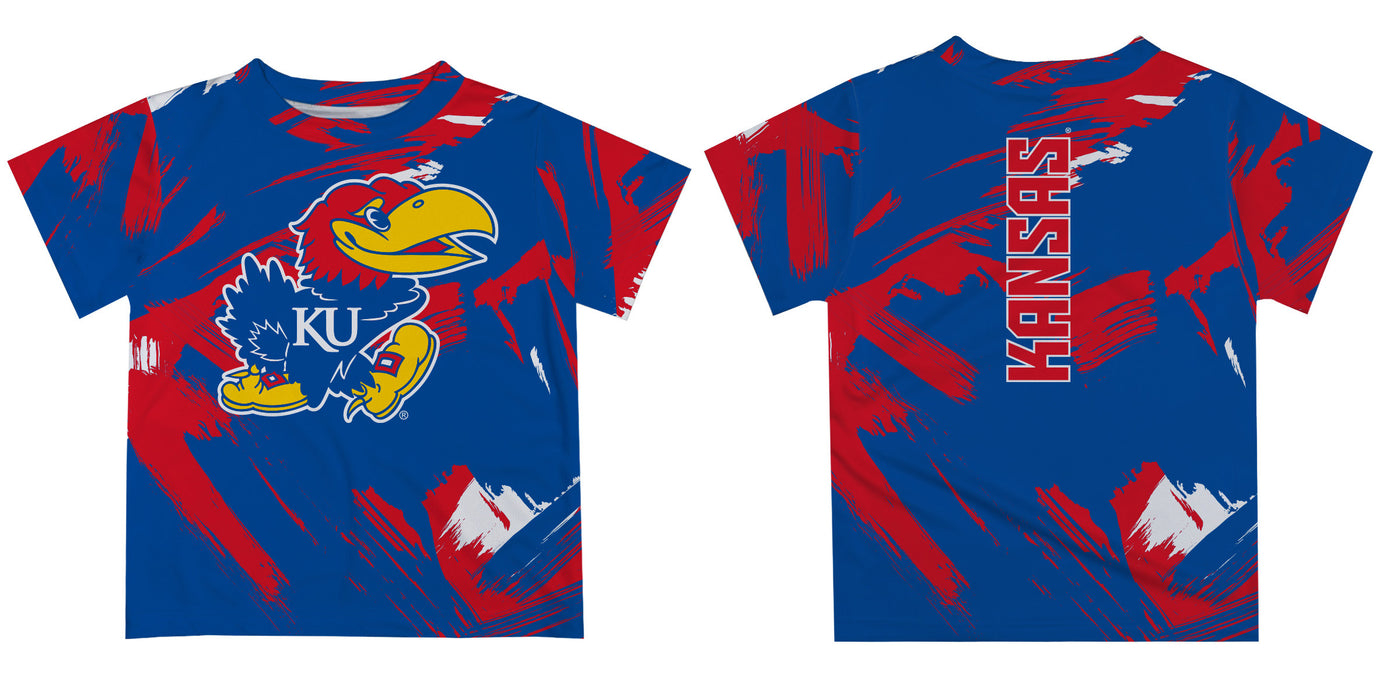 Kansas Jayhawks Vive La Fete Boys Game Day Blue Short Sleeve Tee Paint Brush - Vive La Fête - Online Apparel Store