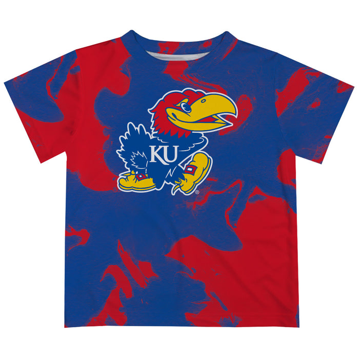 Kansas Jayhawks Vive La Fete Marble Boys Game Day Blue Short Sleeve Tee