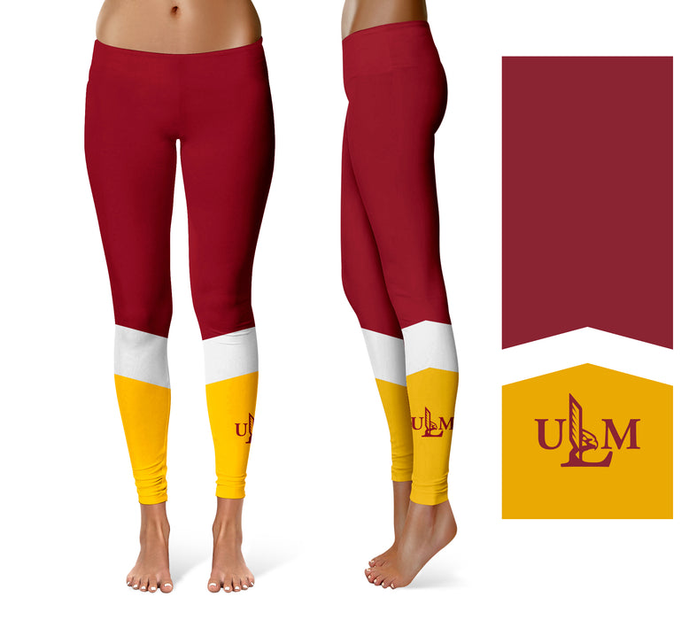 ULM Warhawks Vive La Fete Women's Color Block Yoga Leggings - Maroon/Gold