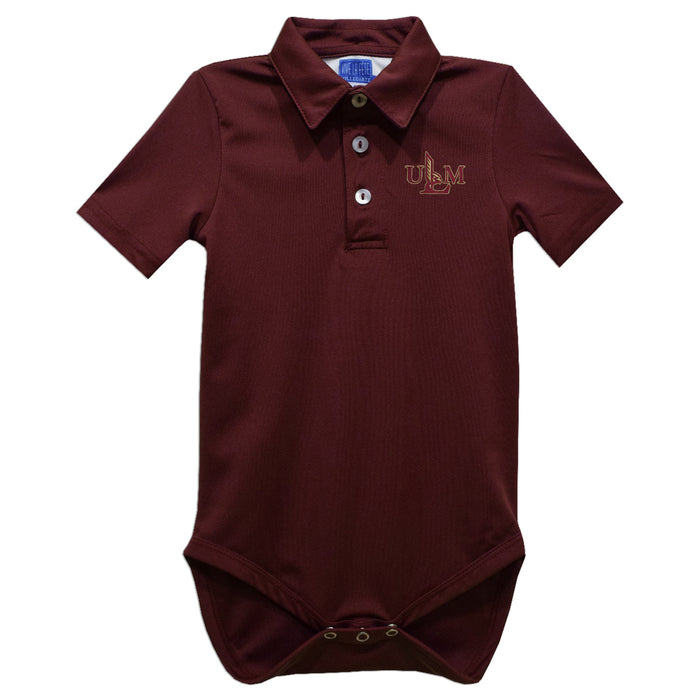 University of Louisiana Monroe Warhawks ULM Embroidered Maroon Solid Knit Polo Onesie