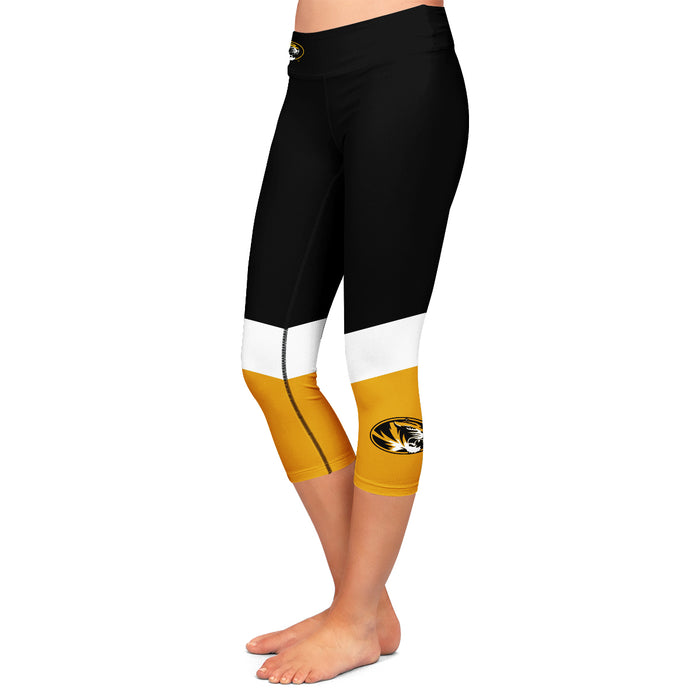 Missouri Tigers MU Vive La Fete Game Day Collegiate Ankle Color Block Women Black Gold Capri Leggings - Vive La Fête - Online Apparel Store