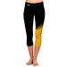 Missouri Tigers MU Vive La Fete Game Day Collegiate Leg Color Block Women Black Gold Capri Leggings