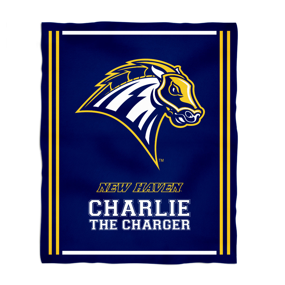 University of New Haven Chargers Kids Game Day Blue Plush Soft Minky Blanket 36 x 48 Mascot by Vive La Fete