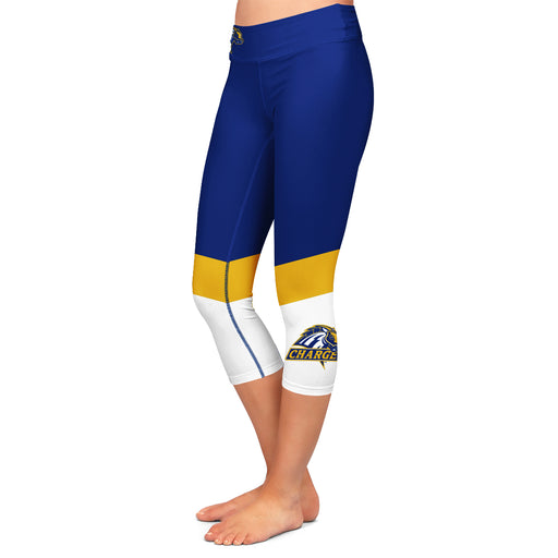 New Haven Chargers Vive La Fete Game Day Collegiate Ankle Color Block Women Blue White Capri Leggings - Vive La Fête - Online Apparel Store