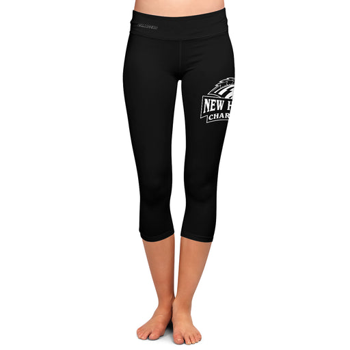 New Haven Chargers Vive La Fete Game Day Collegiate Large Logo on Thigh and Waist Women Black Capri Leggings