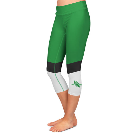 North Texas Mean Green Game Day Leg Color Block Green White Yoga Leggings  for Women by Vive La Fete