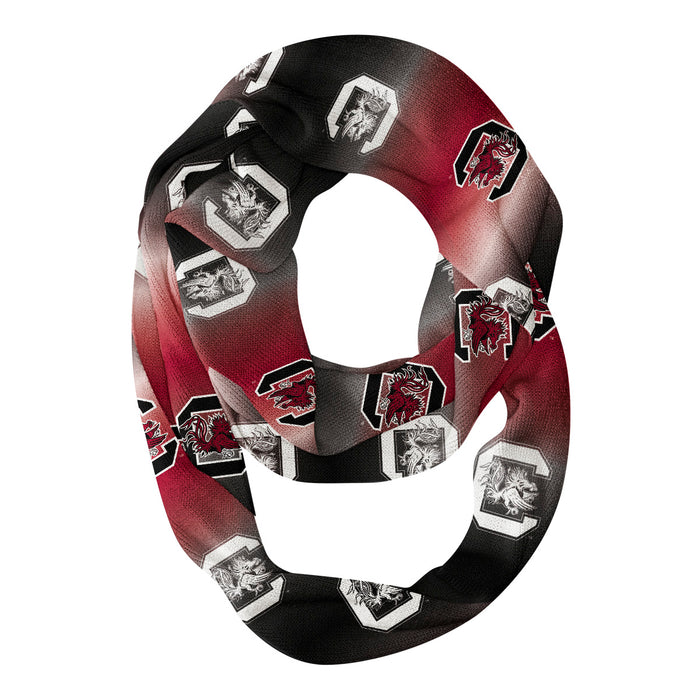 South Carolina Gamecocks Vive La Fete All Over Logo Game Day Collegiate Women Ultra Soft Knit Infinity Scarf