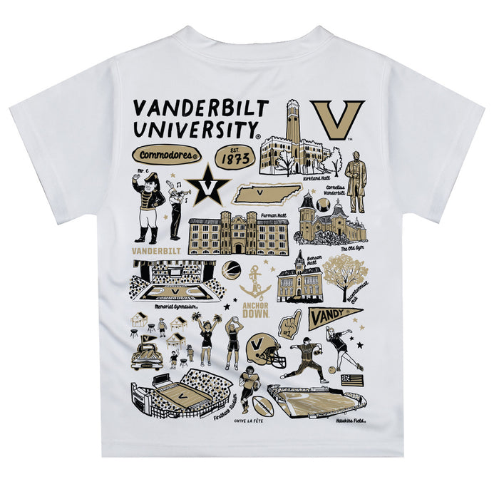 Vanderbilt University Commodores Hand Sketched Vive La Fete Impressions Artwork Boys Gold Short Sleeve Tee Shirt - Vive La Fête - Online Apparel Store