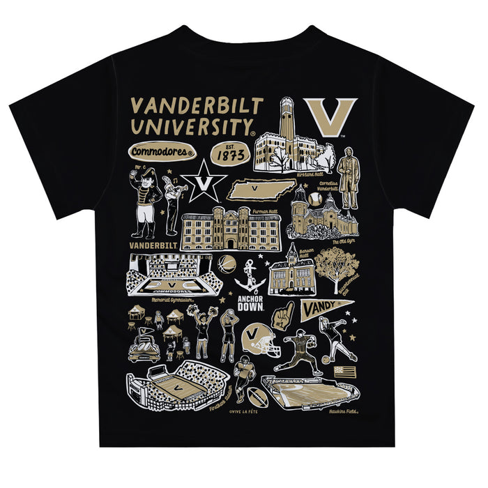 Vanderbilt University Commodores Hand Sketched Vive La Fete Impressions Artwork Boys Gold Short Sleeve Tee Shirt - Vive La Fête - Online Apparel Store