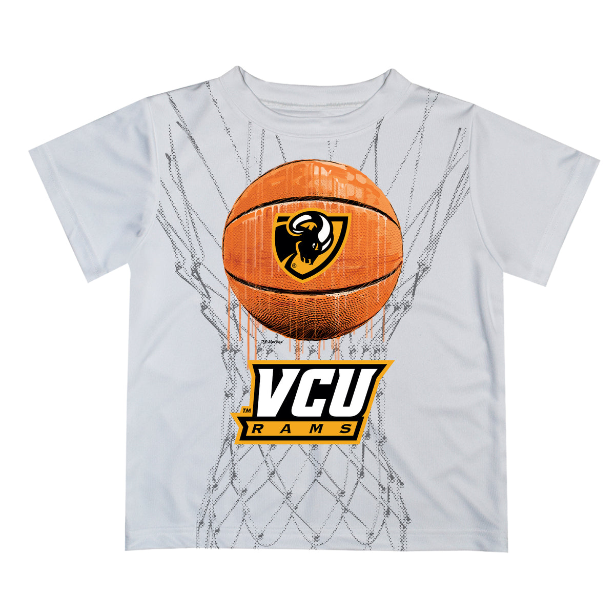 Youth White VCU Rams Dripping Basketball T-Shirt Size: Small