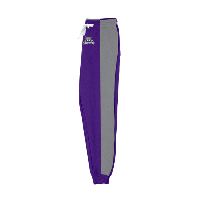 Weber State University Wildcats WSU Vive La Fete Color Block Women's Purple Gray Fleece Jogger - Vive La Fête - Online Apparel Store