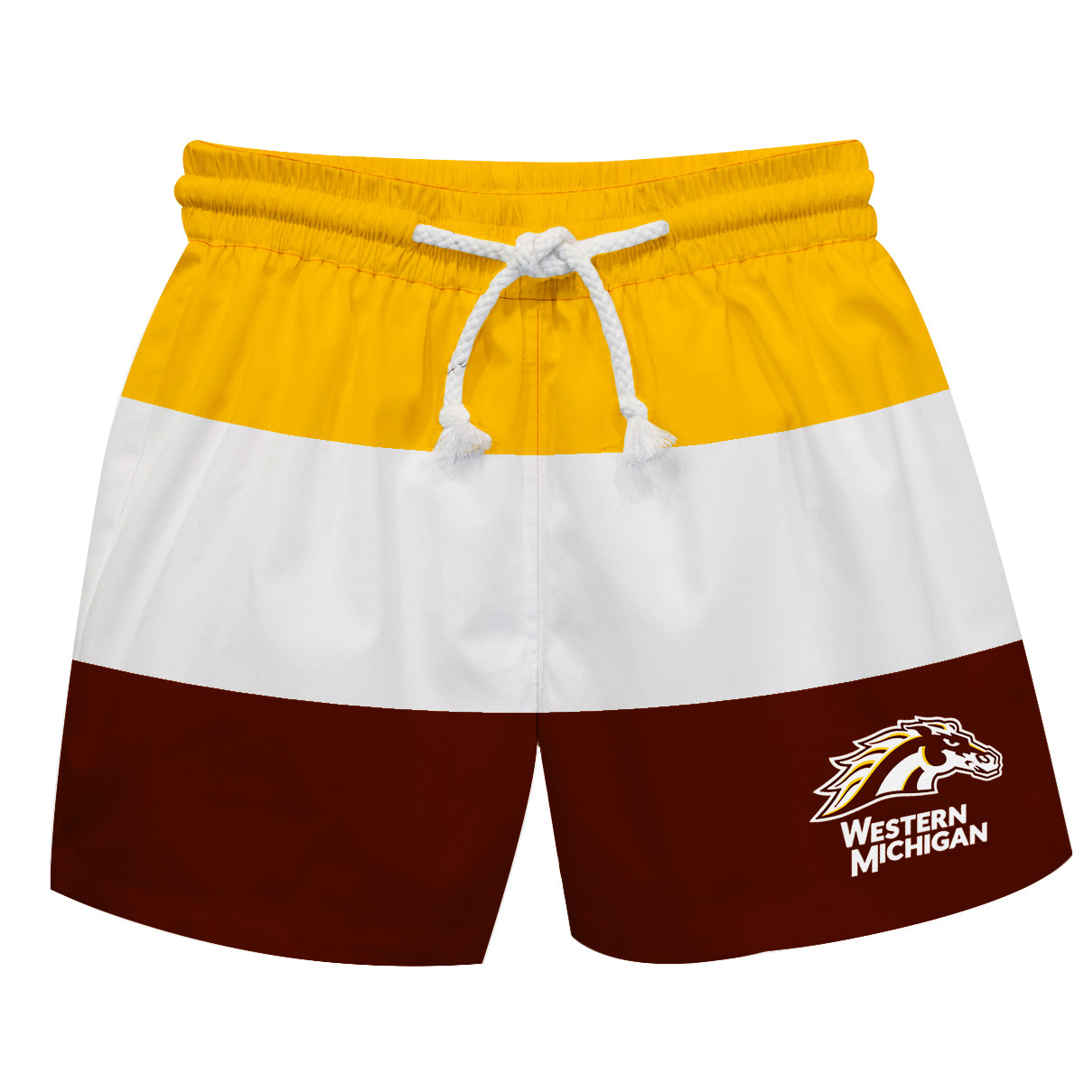 Western Michigan Broncos Vive La Fete Gold White Brown Stripes Swimtrunks  V1 — Vive La Fête - Online Apparel Store