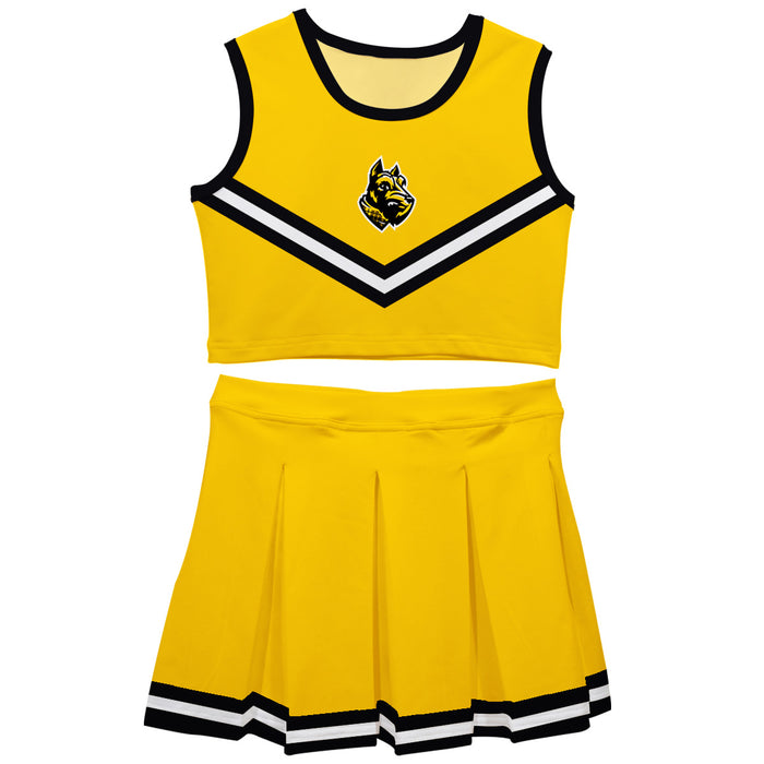 College of Wooster Fighting Scots Vive La Fete Game Day Yellow Sleeveless Chearleader Set