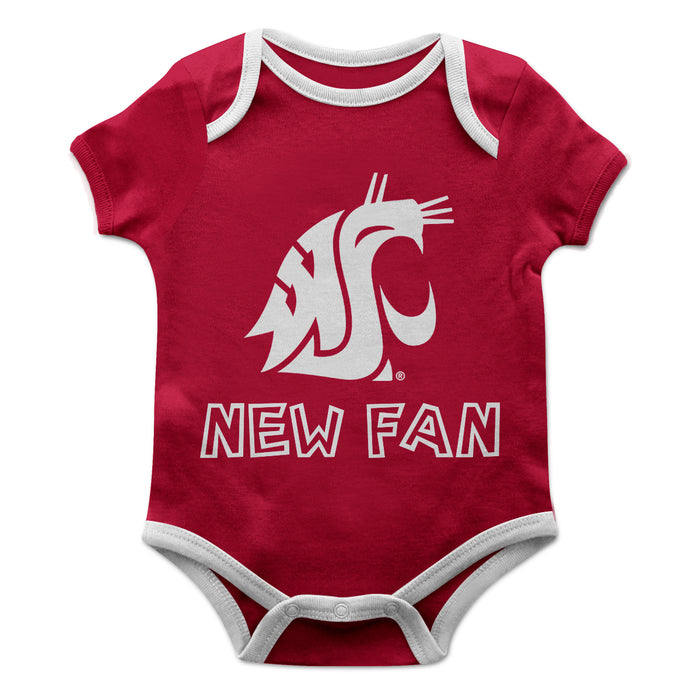 Washington State WSU Cougars Vive La Fete Infant Game Day Crimson Short Sleeve Onesie New Fan Logo and Mascot Bodysuit