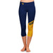 West Virginia Mountaineers Vive La Fete Game Day Collegiate Leg Color Block Women Blue Gold Capri Leggings