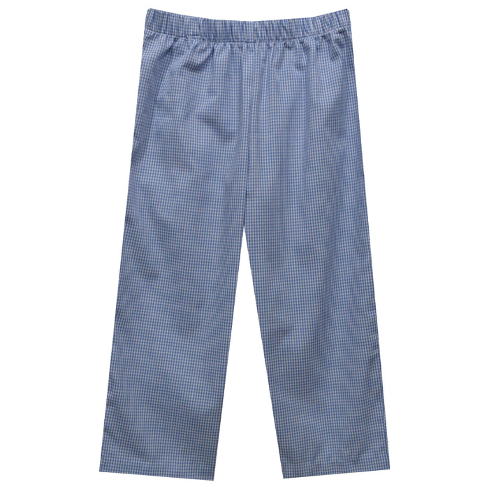 Blue Mini Check Boys Pull On Pants