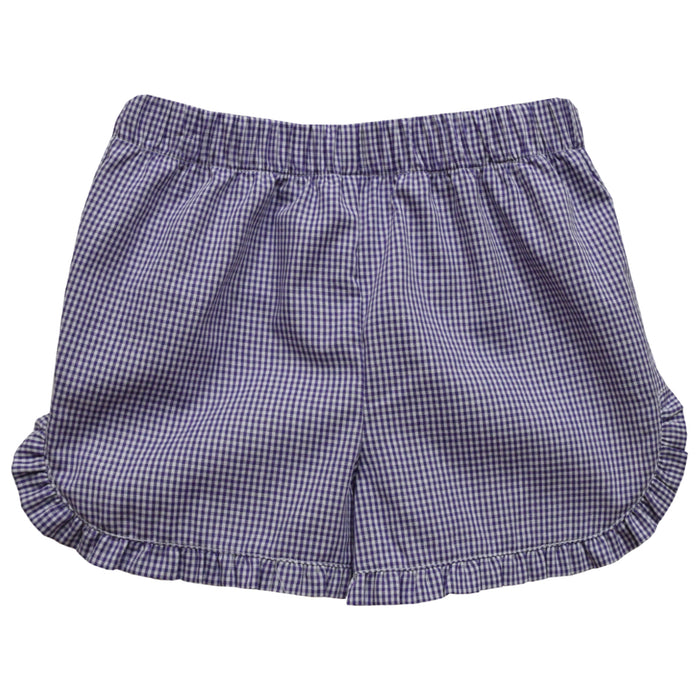 Purple Gingham Girls Ruffle Short